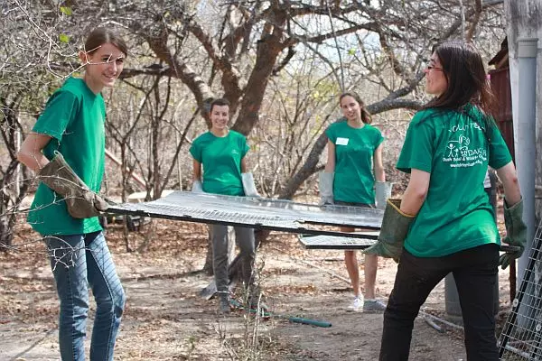 Volunteers Building an Enclosureat the Wildlife Orphanage in South Africa