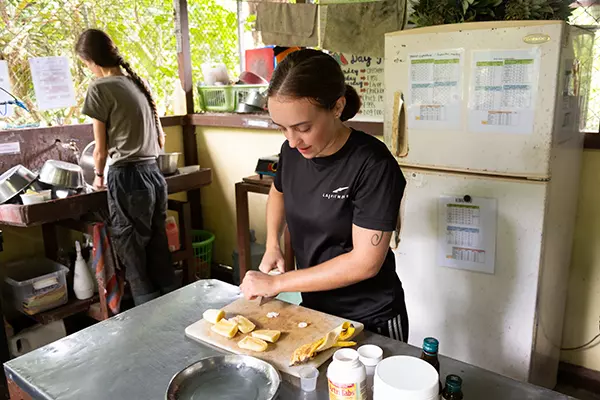 Preparing Food at the Sloth Conservation and Wildlife Experience