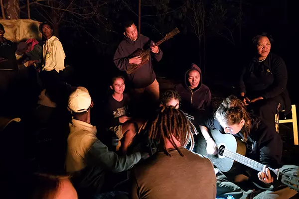 Volunteers Around Campfire - Lemur Research Project in Madagascar