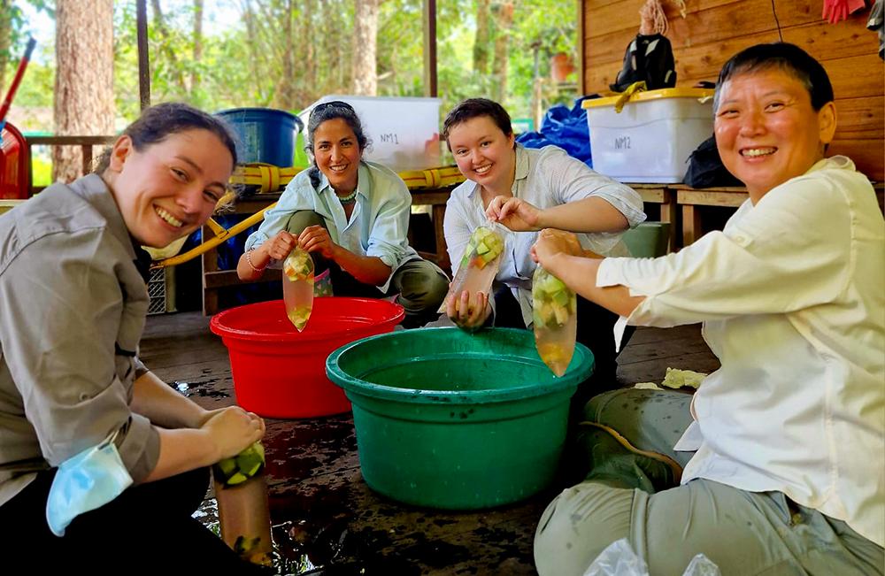 Volunteers Making Ice Lolly Enrichment