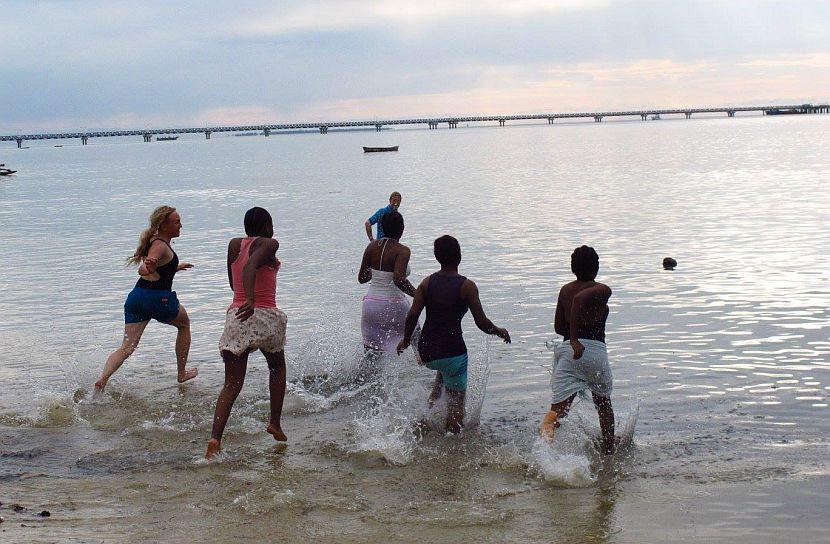 Running into the ocean