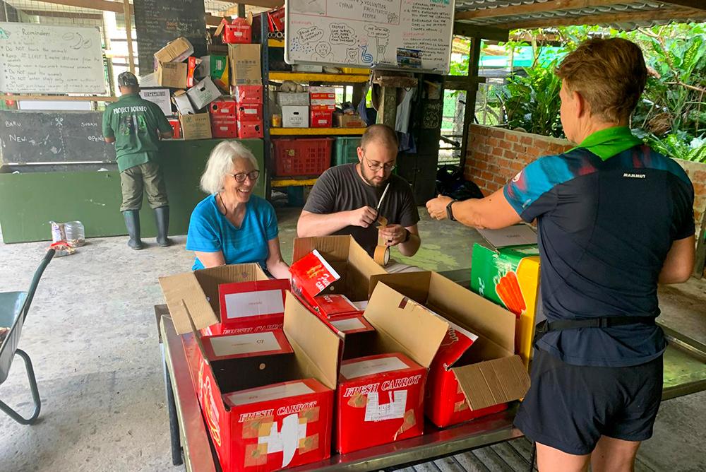 Volunteers Making Enrichment on The Great Orangutan Project
