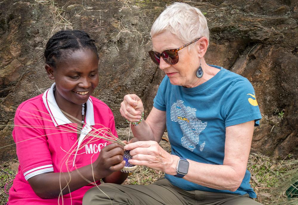 Volunteer Julie with local community