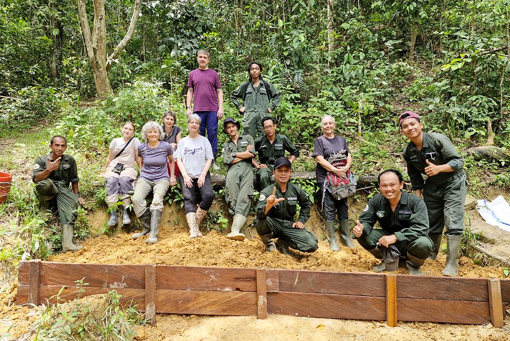 Volunteers Building Erosion Barrier