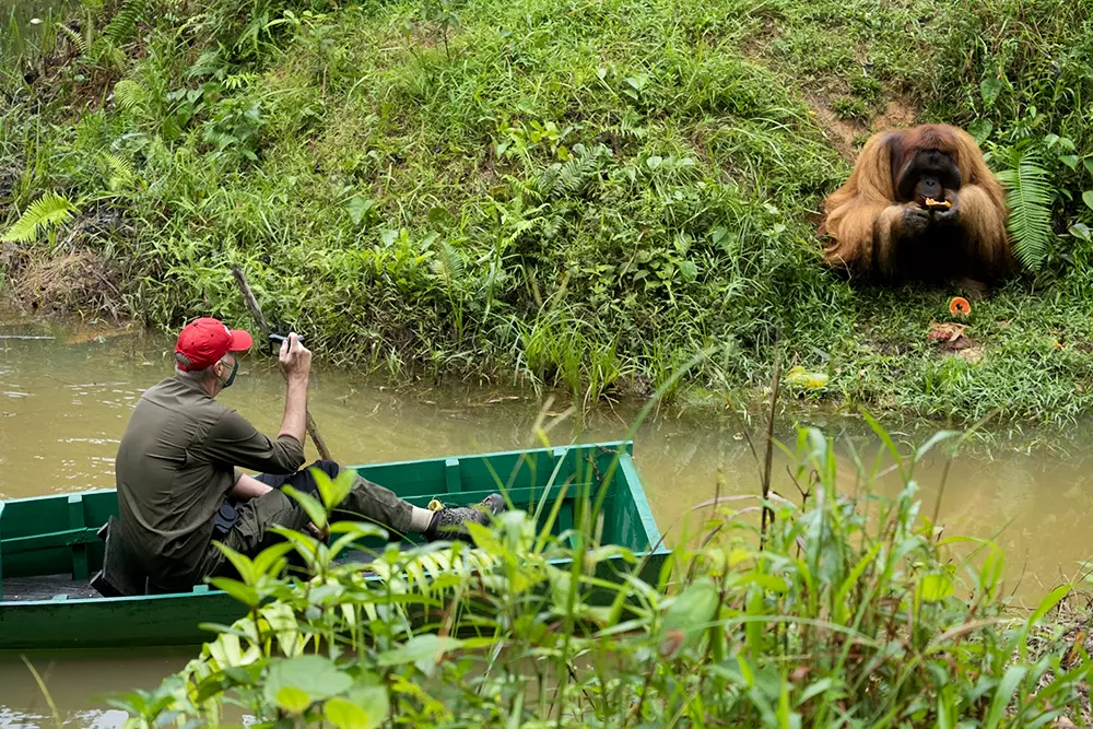 Mature Volunteer on Boat