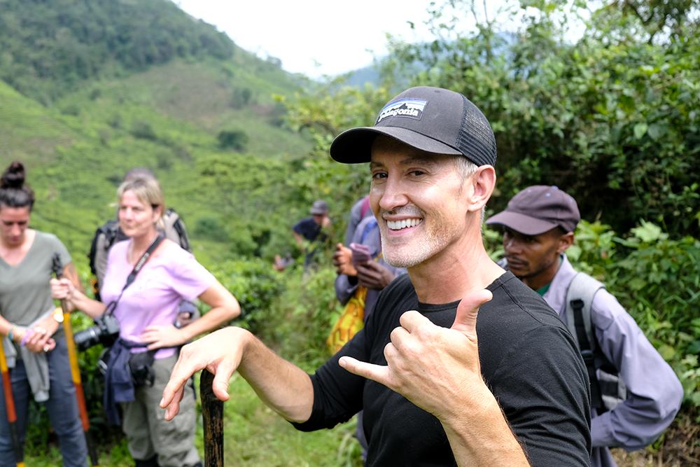 Happy, Comfortable Volunteer on Gorilla Trekking Tour